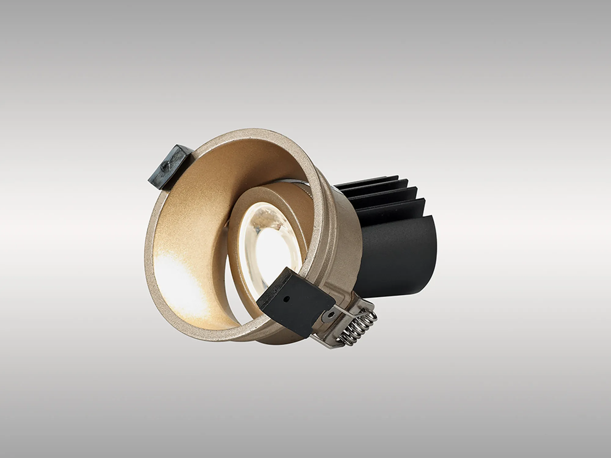 DM201677  Bania A 9 Powered by Tridonic  9W 2700K 770lm 36° CRI>90 LED Engine, 250mA Gold Adjustable Recessed Spotlight, IP20